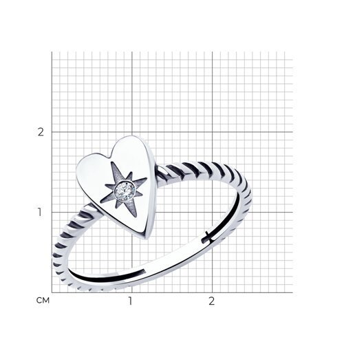Кольцо из чернёного серебра с фианитом (Арт.95010129)