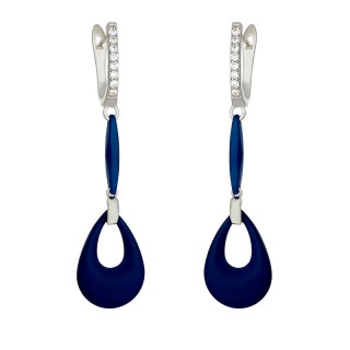 Серьги серебряные с керамикой и фианитами «Midnight Drop» Fresh Jewelry (арт.TM-E00097-Вl-W-X-X-W)