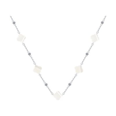 Колье из серебра с перламутром и фианитами (Арт.83070050)