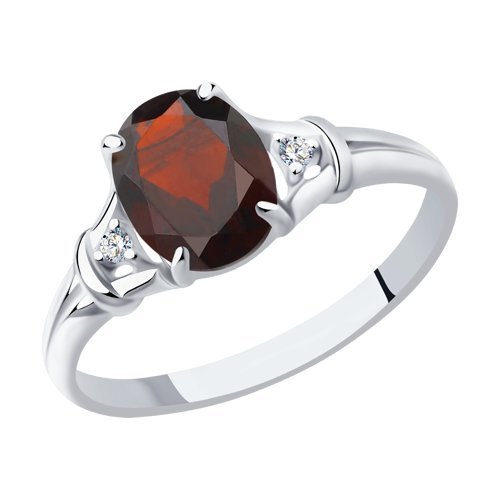 Кольцо из серебра с гранатом и фианитами (Арт.92011784)