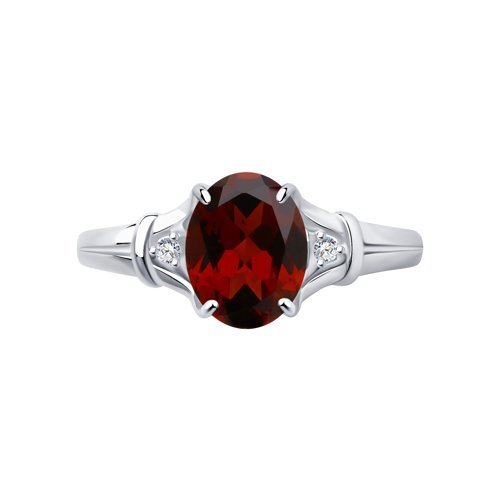 Кольцо из серебра с гранатом и фианитами (Арт.92011784)
