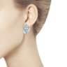 Серьги из серебра с голубыми топазами и фианитами (Арт.92021509)