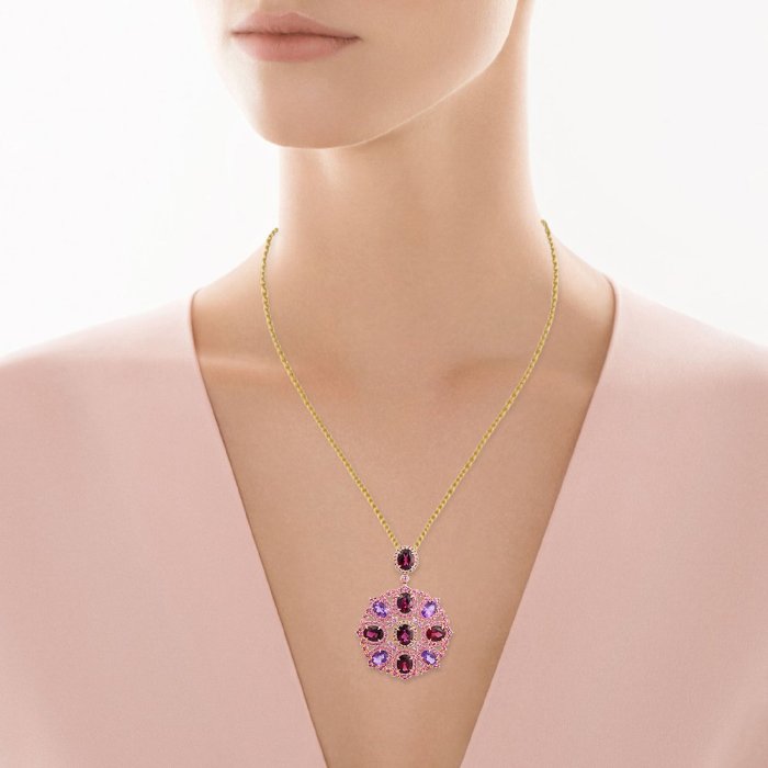 Цепь из золота с аметистом и бриллиантом (Арт.pt-32226_tsp_ps_am_rh_pink)