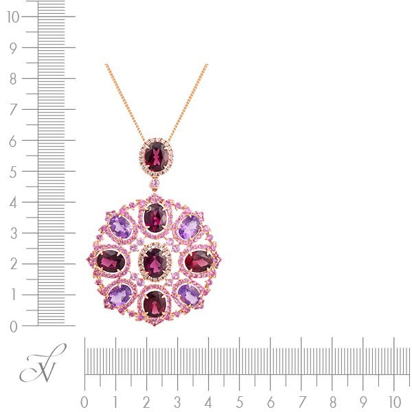 Цепь из золота с аметистом и бриллиантом (Арт.pt-32226_tsp_ps_am_rh_pink)