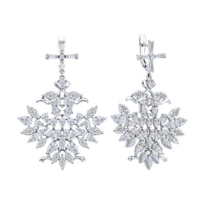 Серьги из серебра с фианитами «Снежная королева» Соколов (арт.94026808)