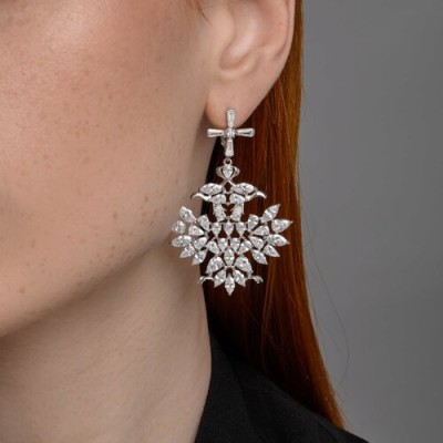Серьги из серебра с фианитами «Снежная королева» Соколов (арт.94026808)