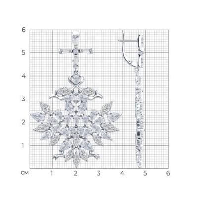 Серьги из серебра с фианитами «Снежная королева» Соколов (арт.94026808)