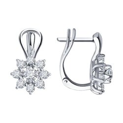 Серьги из белого золота с бриллиантами (Арт.1022019-3)