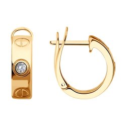 Серьги из золочёного серебра с фианитами (Арт.93-120-02024-1)