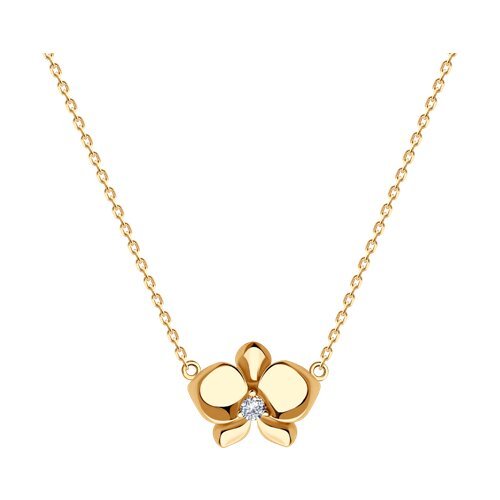 Колье из золочёного серебра с фианитом (Арт.93-170-01968-1)