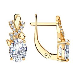 Серьги из золочёного серебра с фианитами (Арт.93020119)