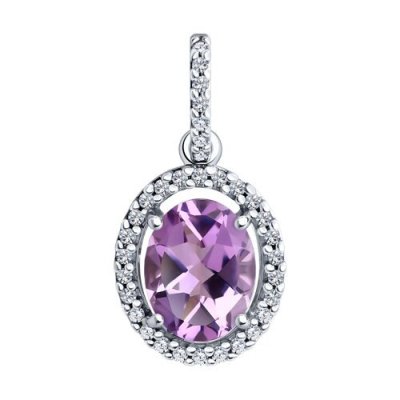 Подвеска из серебра с аметистом и фианитами (Арт.94-330-01999-2)