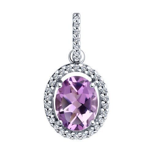 Подвеска из серебра с аметистом и фианитами (Арт.94-330-01999-2)