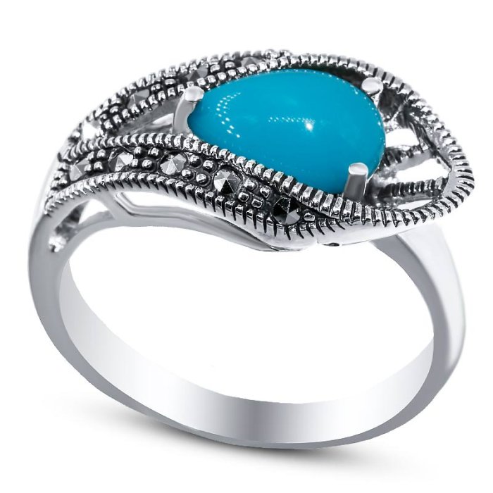 Кольцо Серебряные крылья (Арт.210652-39_biryuzapr_markazit)