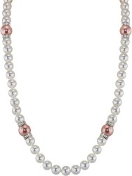Ожерелье из серебра с жемчугом и кристаллом swarovski (Арт.102l-sr5-1-14)