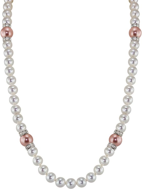 Ожерелье из серебра с жемчугом и кристаллом swarovski (Арт.102l-sr5-1-14)