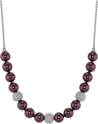 Ожерелье из серебра с жемчугом и куб. цирконием (Арт.213l-sk-18)