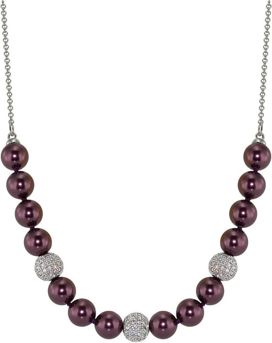 Ожерелье из серебра с жемчугом и куб. цирконием (Арт.213l-sk-18)