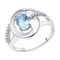 Кольцо из серебра с топазом и фианитами (Арт.94-310-00551-1)