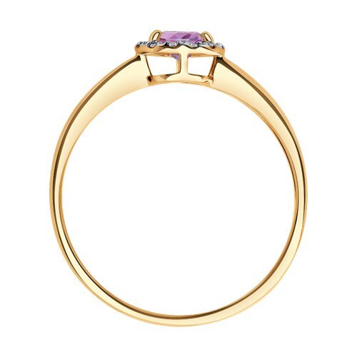 Кольцо золотое с аметистом и фианитами «Лиловый ореол» Соколов (арт.01744)