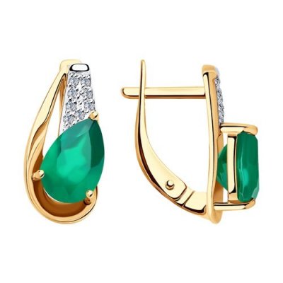 Серьги золотые пробы 585 с агатом (Арт.51-320-00149-1)