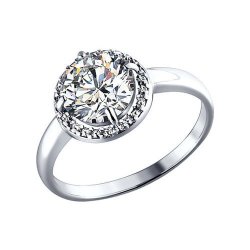 Кольцо из серебра с фианитом (Арт.94010497)