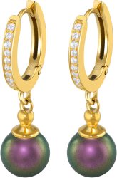 Серьги из серебра с жемчугом и кристаллом swarovski (Арт.aas-4-a-8-19-g)
