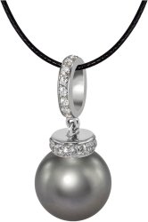 Кулон из серебра с жемчугом и кристаллом swarovski (Арт.abp-1-12-31-s)