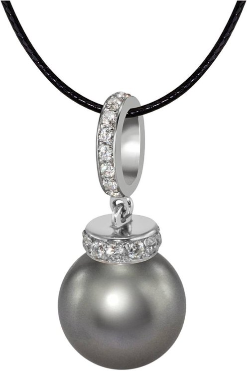 Кулон из серебра с жемчугом и кристаллом swarovski (Арт.abp-1-12-31-s)