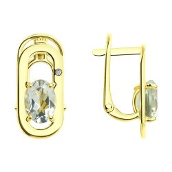 Серьги золотые пробы 585 с празиолитом (Арт.72-00334-2)