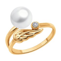 Кольцо золотое пробы 585 с жемчугом (Арт.79-10040)