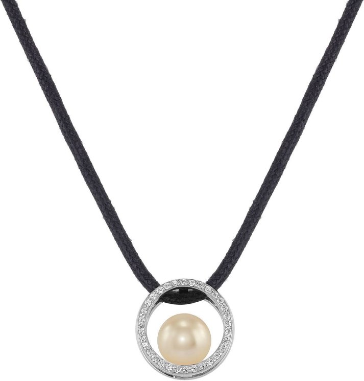 Кулон из серебра с жемчугом и кристаллом swarovski (Арт.ahp-2-8-5-s)