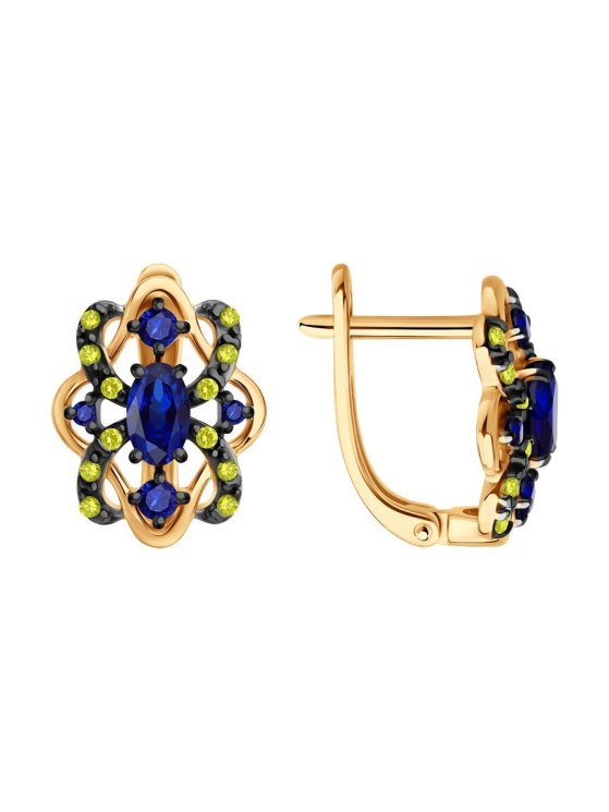 Серьги из золочёного серебра с сапфирами (Арт.62020021)