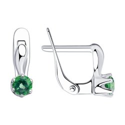 Серьги из серебра с зелеными фианитами (Арт.94020452)