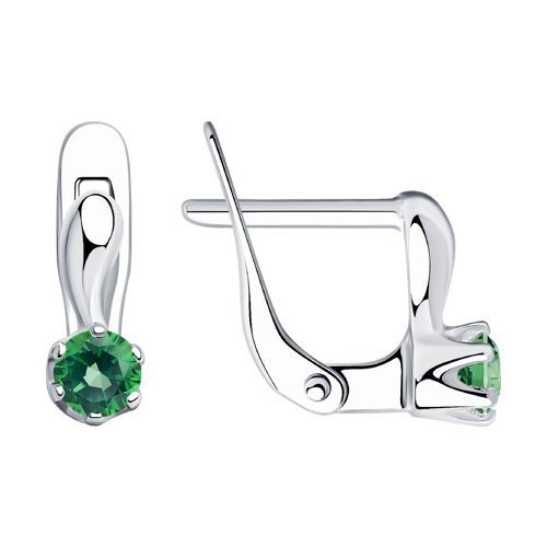 Серьги из серебра с зелеными фианитами (Арт.94020452)