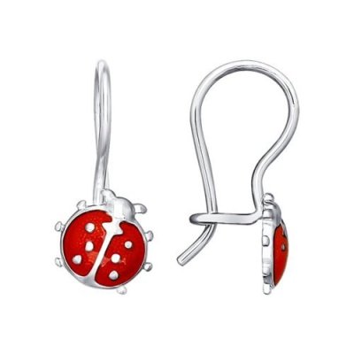 Серьги из серебра с эмалью «Божья Коровка удачи» Соколов (арт.94021634)