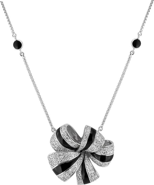 Ожерелье из белого золота с бриллиантом и эмалью (Арт.sj510glb)