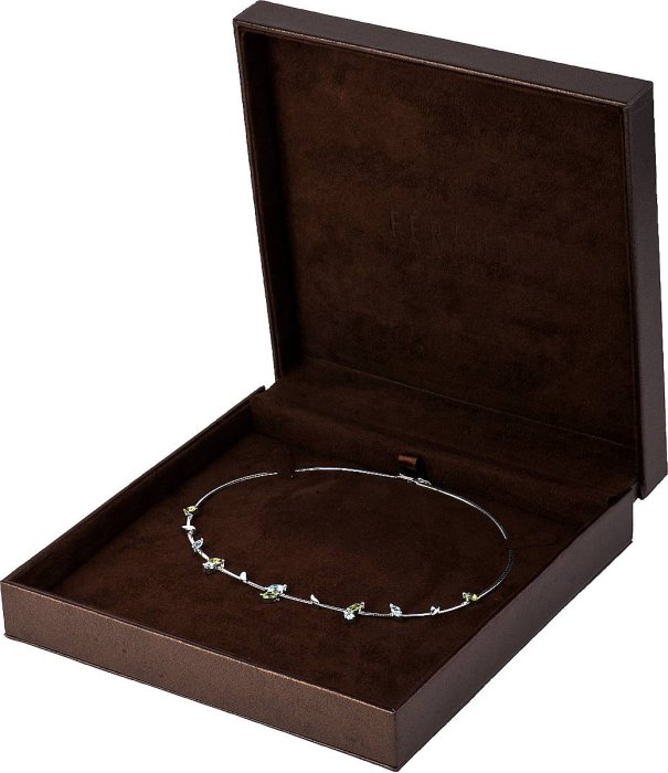 Ожерелье из белого золота с бриллиантом и эмалью (Арт.sj510glb)