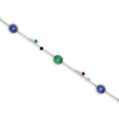 Браслет из золота с бриллиантом и изумрудом Русские Самоцветы (Арт.38252)