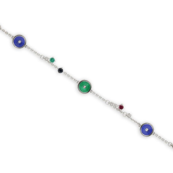 Браслет из золота с бриллиантом и изумрудом Русские Самоцветы (Арт.38252)