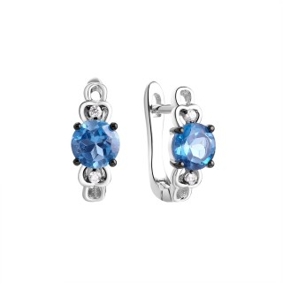 Серьги серебряные с топазом и фианитами «Весенний бриз» Fresh Jewelry (арт.CZ-E00563-X-WB-LB-X-W)