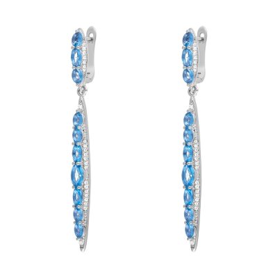 Серьги из серебра с куб. цирконием и ситаллом (Арт.cz-e890-1-x-w-x-x-bt)