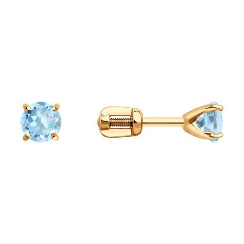 Серьги пусеты золотые пробы 585 с топазом (Арт.727408)