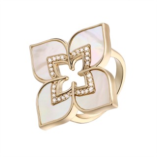 Кольцо серебряное с жемчугом и фианитами «Lace Lemon Bloom» Fresh Jewelry (арт.CZ-R03992-X-L-PN-X-W)