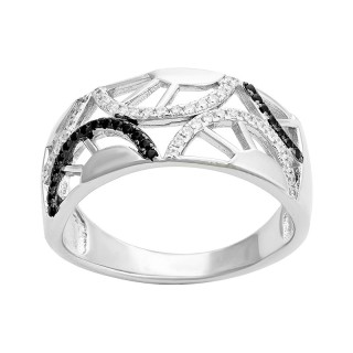 Кольцо с фианитами «Black&White Арки» серебро 925 Fresh Jewelry (арт.MP-R01520-X-W-X-X-BW)