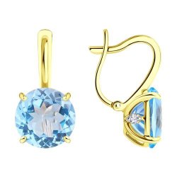 Серьги золотые пробы 585 с топазом (Арт.727557-2)