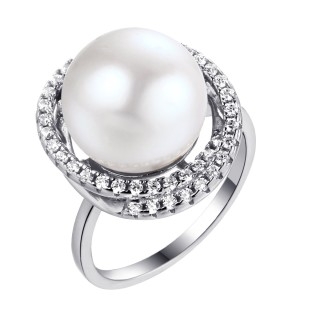 Кольцо серебряное с жемчугом и фианитами «Nautilus Shine» Fresh Jewelry (арт.PI-R00785-X-W-PN-X-W)