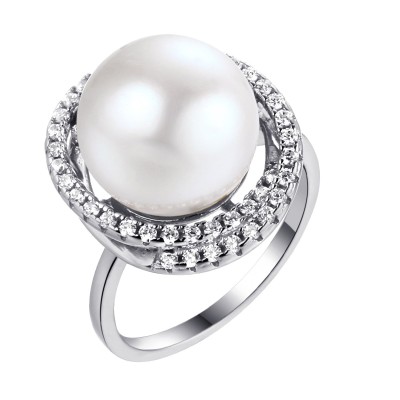 Кольцо серебряное с жемчугом и фианитами «Nautilus Shine» Fresh Jewelry (арт.PI-R00785-X-W-PN-X-W)