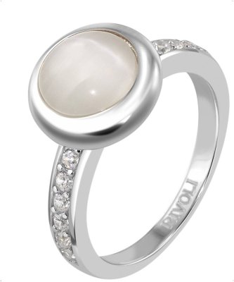 Кольцо из серебра с кошачим глазом и куб. цирконием (Арт.fgr-5-8-h-16-s)