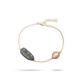 Браслет с жемчугом и куб. цирконием «Affetto Doppio» Fresh Jewelry (арт.RB-B345-4-X-BL-PN-X-W)